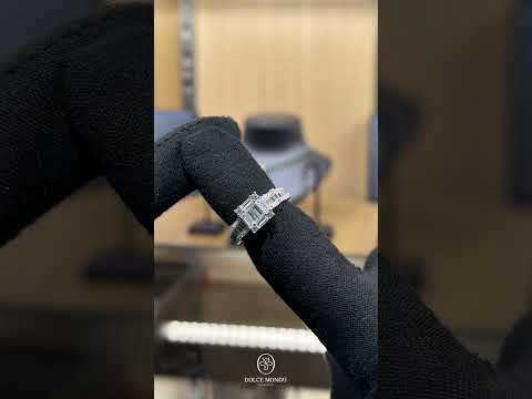 Dolce Mondo Regal White Emerald Cut Cluster Ring in 925 Silver with Premium Zircon Stones – High Quality Rhodium Plated