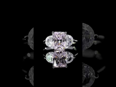 Dolce Mondo Regal Pink Radiant Cut Ring in 925 Silver with Premium Zircon Stones