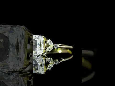 Dolce Mondo Majestic White Rectangular Cut Premium Quality Zircon 925 Silver Ring – Gold Plated