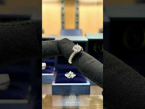 Dolce Mondo Classic White Round Solitaire Engagement Ring in 925 Silver with Premium Zircon Stones - Hight Quality Rhodium Plated