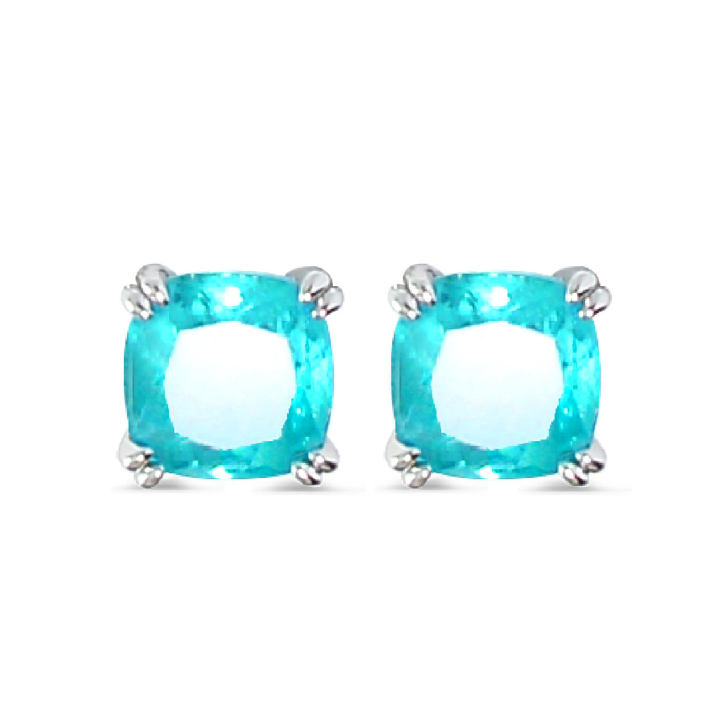 Affordable Luxury: Silver 925 Solitaire Cubic Stud Earring - Wtih Light blue Color High Quality Cubic Zirconia
