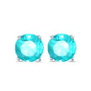 Affordable Luxury: Silver 925 Solitaire Round Stud Earrings' - Wtih Light blue Color High Quality Cubic Zirconia