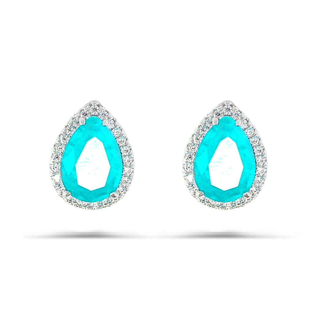 Affordable Luxury: Silver 925 Solitaire Solitaire Drop Stud Earring - Wtih Light blue Color High Quality Cubic Zirconia