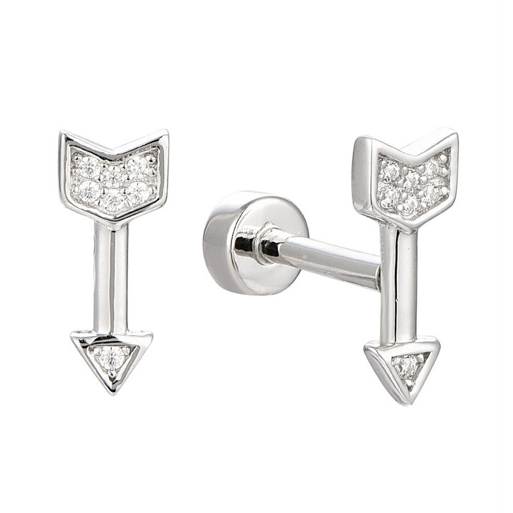 Arrow Tash Rook Earring Piercing Jewelry - Luxury 925 Sterling Silver Earrings with Zircon Stones