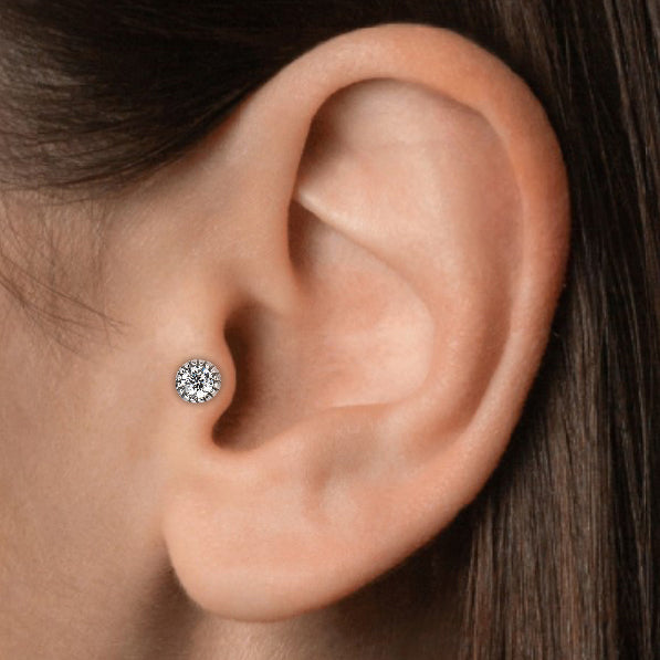 Round Tragus Earring Piercing Jewelry - Luxury 925 Sterling Silver Earrings with Zircon Stones