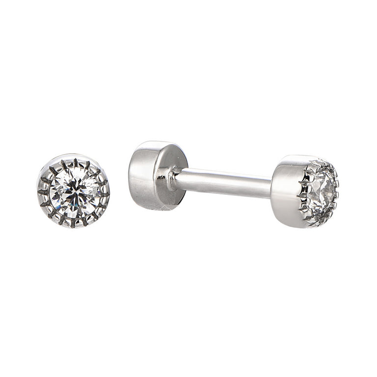 Round Tragus Earring Piercing Jewelry - Luxury 925 Sterling Silver Earrings with Zircon Stones