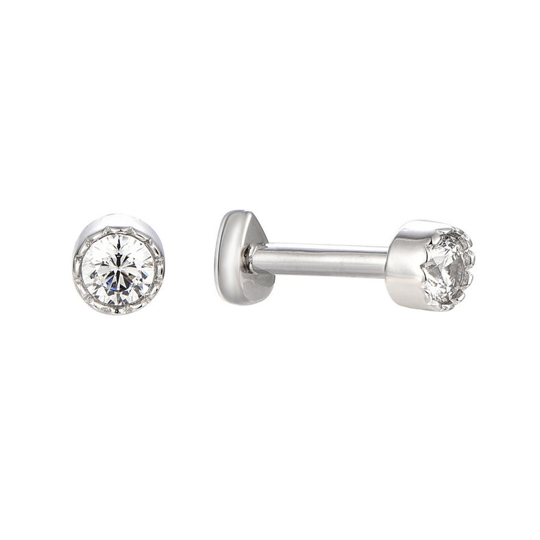 Round Tragus  Piercing Jewelry - Luxury 925 Sterling Silver Earrings with Zircon Stones