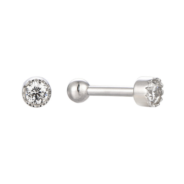Round Daith Piercing Jewelry - Luxury 925 Sterling Silver Earrings with Zircon Stones