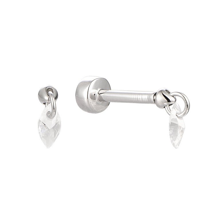 Rook Piercing Earrings Marquise Floating Threaded Charm Earring With Eternity stone Single Threaded Stud - Luxury 925 Sterling Silver Earrings with Zircon Stones