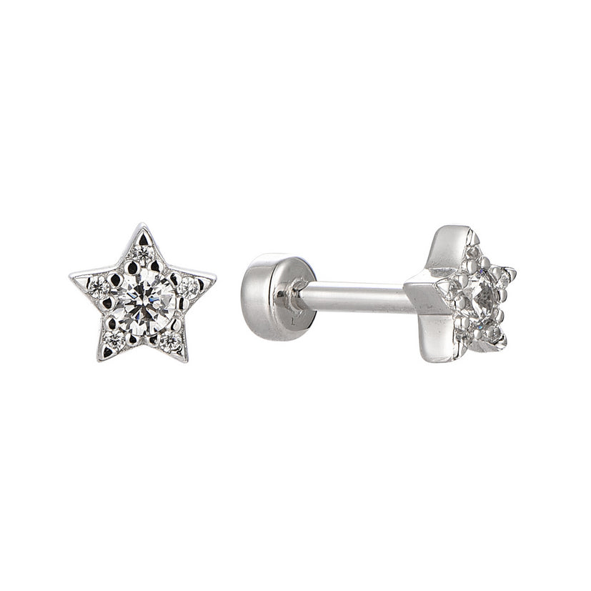 Star Tragus Piercing Jewelry - Luxury 925 Sterling Silver Earrings with Zircon Stones
