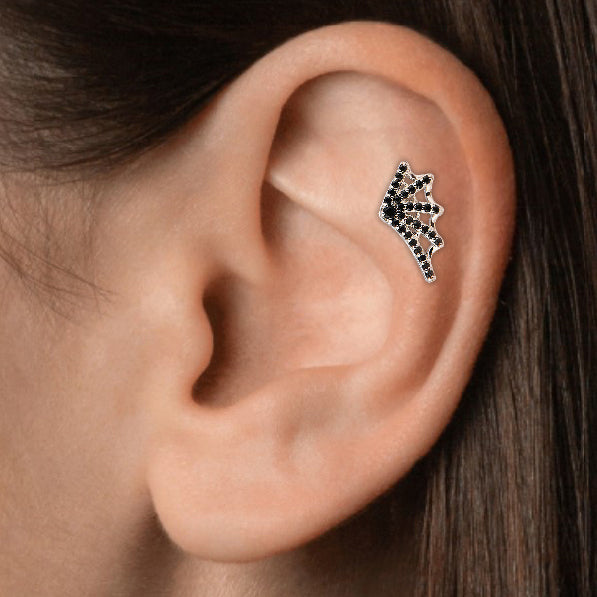 Seashell Fastening For Pierced Ears Flat Outer Conch Piercing Jewelry - Luxury 925 Sterling Silver Earrings with Zircon Stones