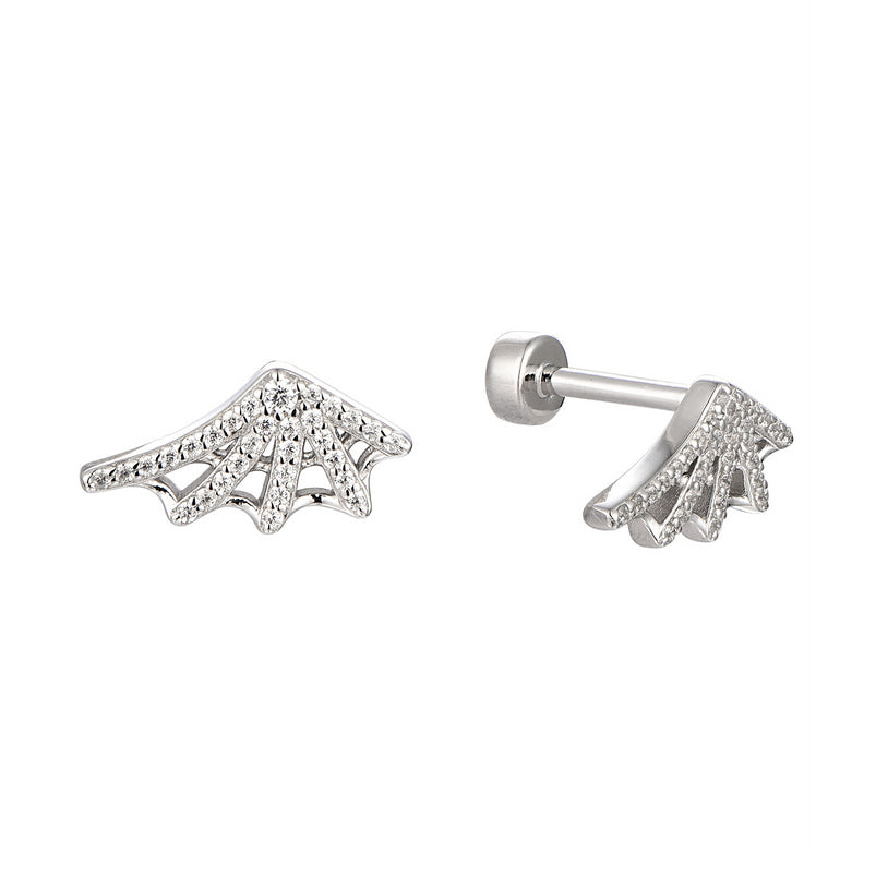 Seashell Fastening For Pierced Ears Flat Outer Conch Piercing Jewelry - Luxury 925 Sterling Silver Earrings with Zircon Stones