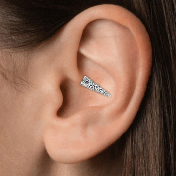 Threaded Stud Conch Piercing Jewelry - Luxury 925 Sterling Silver Earrings with Zircon Stones