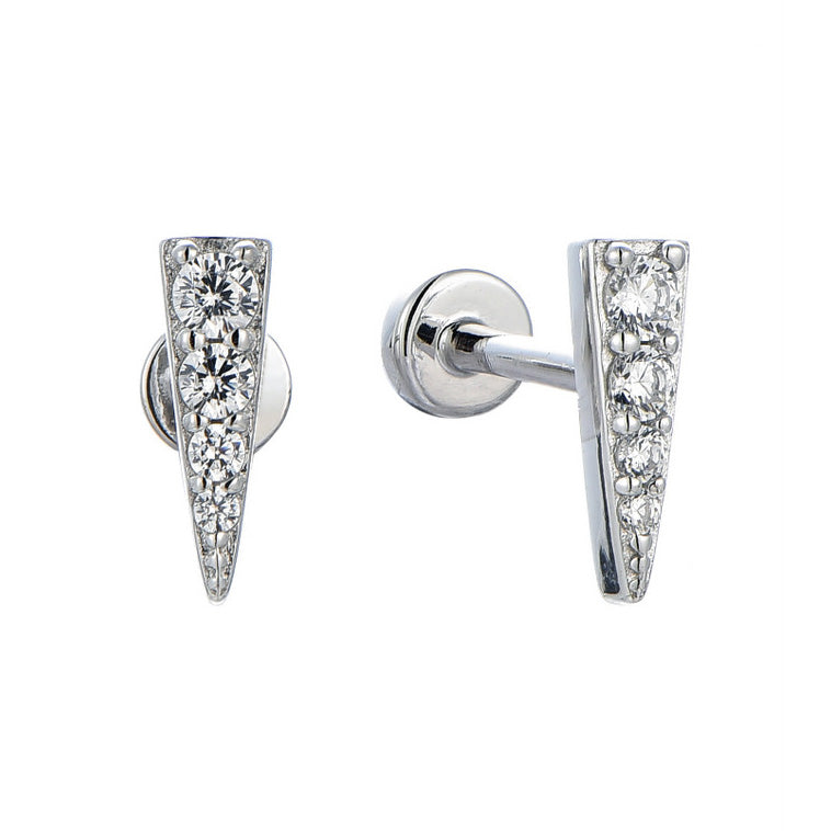Threaded Stud Conch Piercing Jewelry - Luxury 925 Sterling Silver Earrings with Zircon Stones