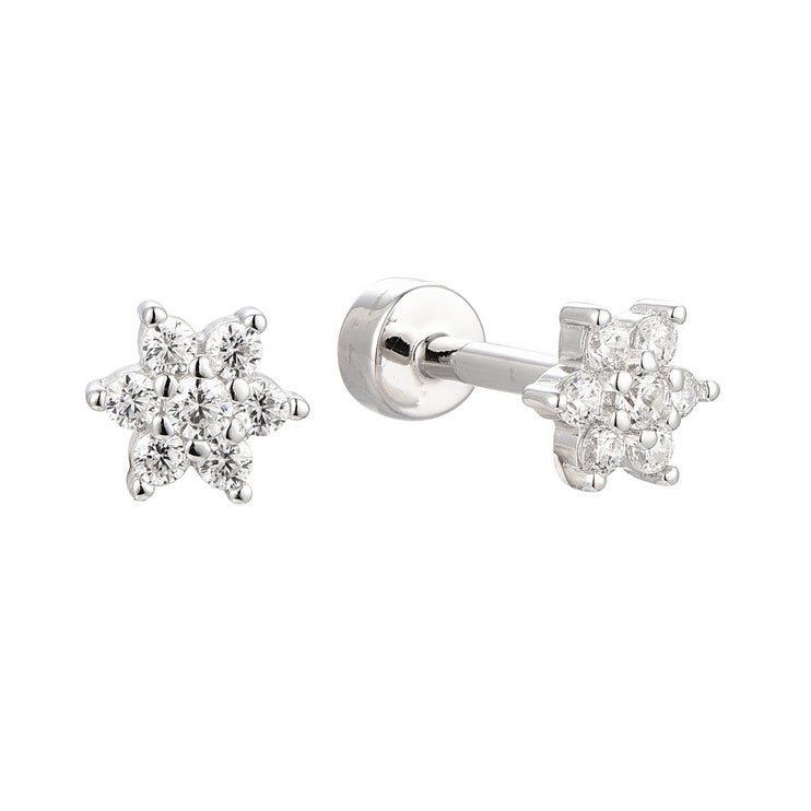 Flower Anti-Tragus Piercing Jewelry - Luxury 925 Sterling Silver Earrings with Zircon Stones