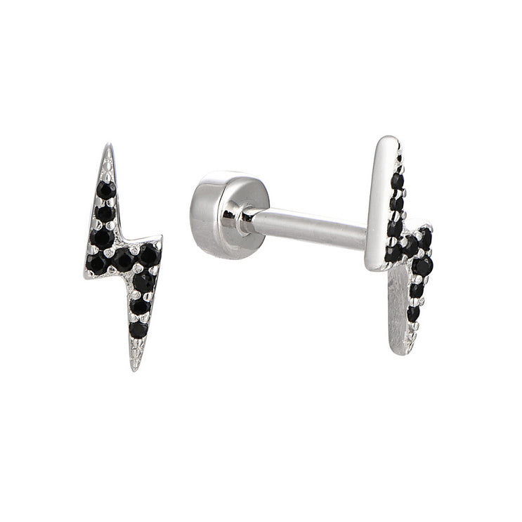 Lightning and Thunder for pierced ear Flat Outer Conch Piercing Jewelry - Luxury 925 Sterling Silver Earrings with Zircon Stones