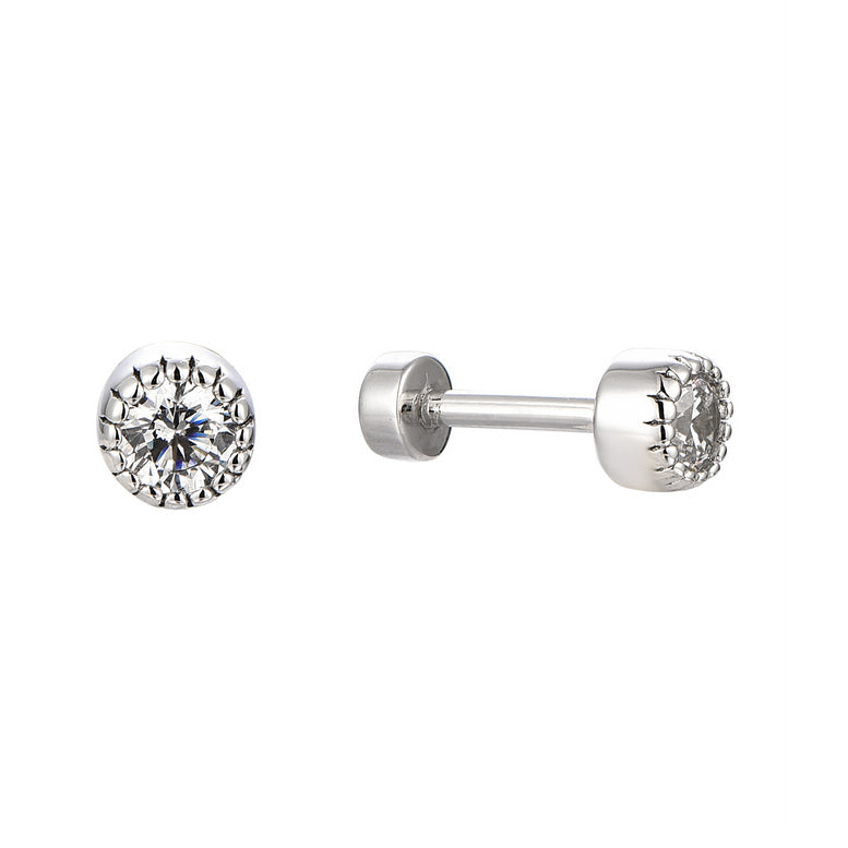 Solitaire Tragus Piercing Jewelry - Luxury 925 Sterling Silver Earrings with Zircon Stones