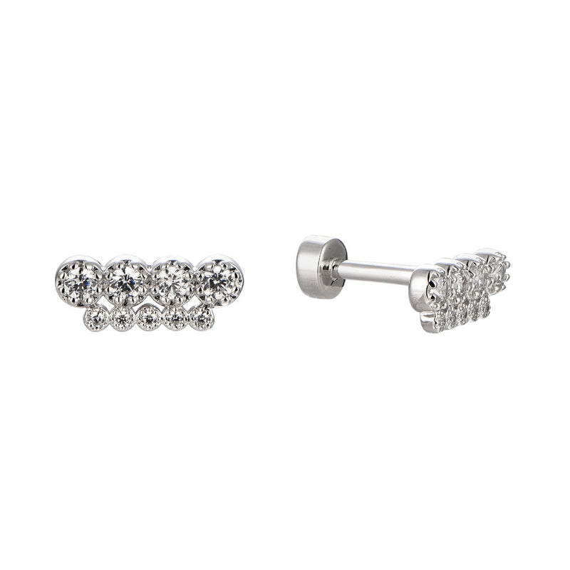 Luxury Threaded Stud Earring Piercing - 925 Sterling Silver Earrings with Zircon Stones