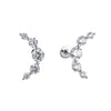 Carved Moon Threaded Stud Earring Fastening- Luxury 925 Sterling Silver Earrings with Zircon Stones -