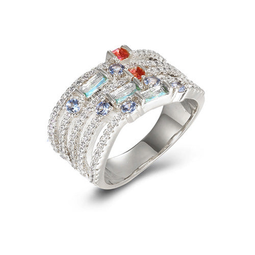 Sparkling Elegance Fashion Ring Silver 925 with Color Stone Cubic Zirconia