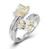 925 Silver Fashion Ring with Yellow Color Stone Cubic Zircon and Shimmering Accents