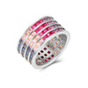 Dazzling Silver 925 Fashion Band Ring with Glittering Color Stone Cubic Zircon
