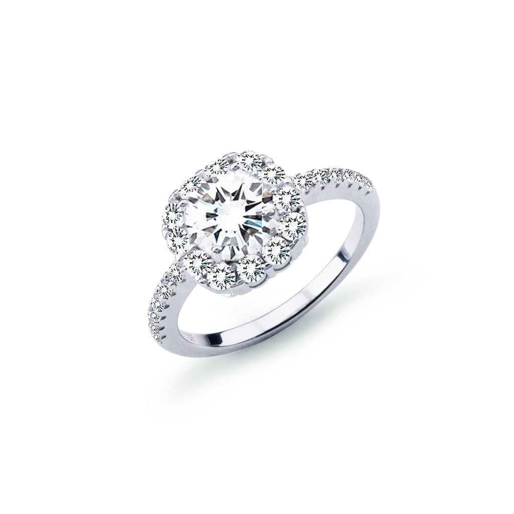 Dolce Mondo 925 Silver Solitaire Ring with High Quality Cubic Zircons