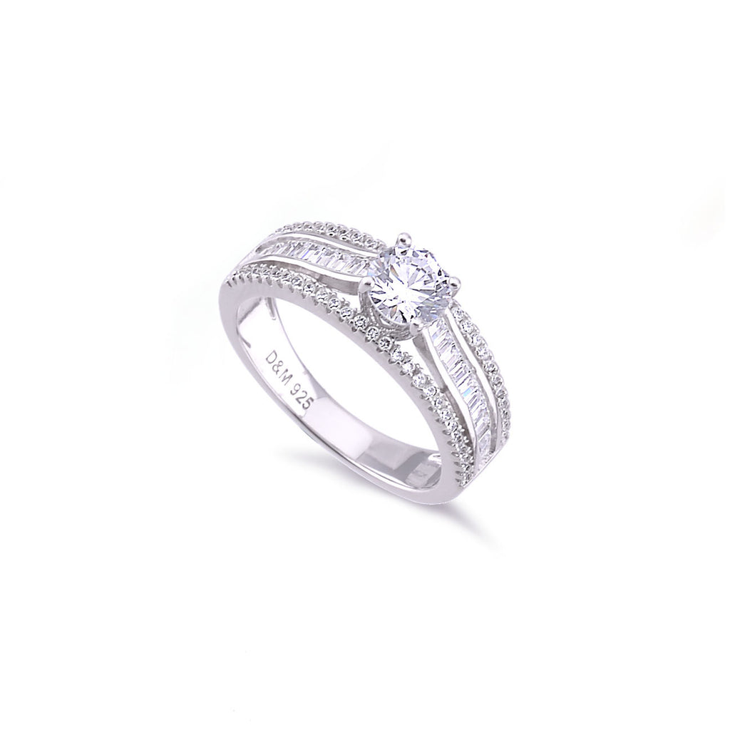 Dolcemondo Silver 925 Solitaire Ring with High Quality Cubic Zircons