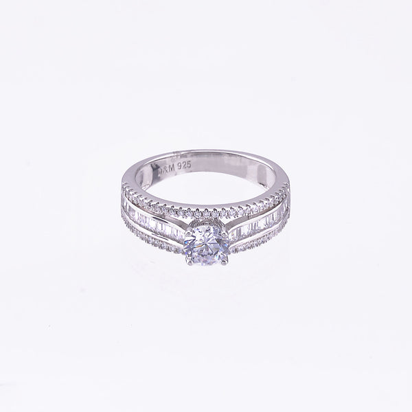 Dolcemondo Silver 925 Solitaire Ring with High Quality Cubic Zircons
