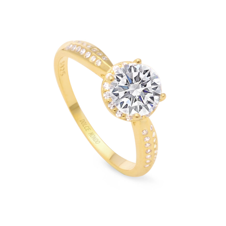 Glamorous Solitaire Ring in Sterling Silver 925 with Exquisite Cubic Zircon