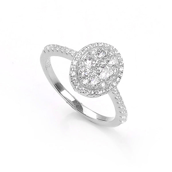 Elegant and Durable 925 Silver Oval Fashion Ring with Cubic Zircon