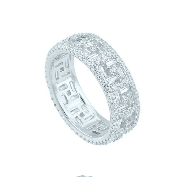 Dolce Mondo Silver 925 Band Ring with Glittering Zircons