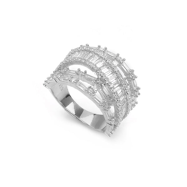 Chic and Stylish Silver 925 Dm Fashion Ring with Sparkling Zircons
