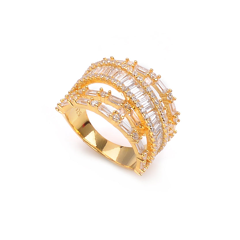 Chic and Stylish Silver 925 Dm Fashion Ring with Sparkling Zircons