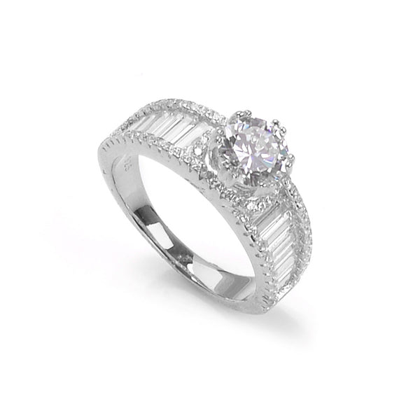Silver 925 Solitaire Ring with High Quality Cubic Zircons