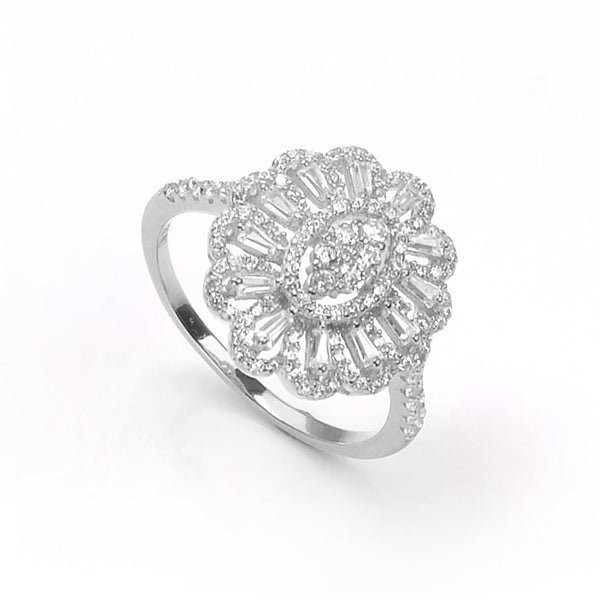 Silver Ring Fashion with Brilliant Cubic Zircons