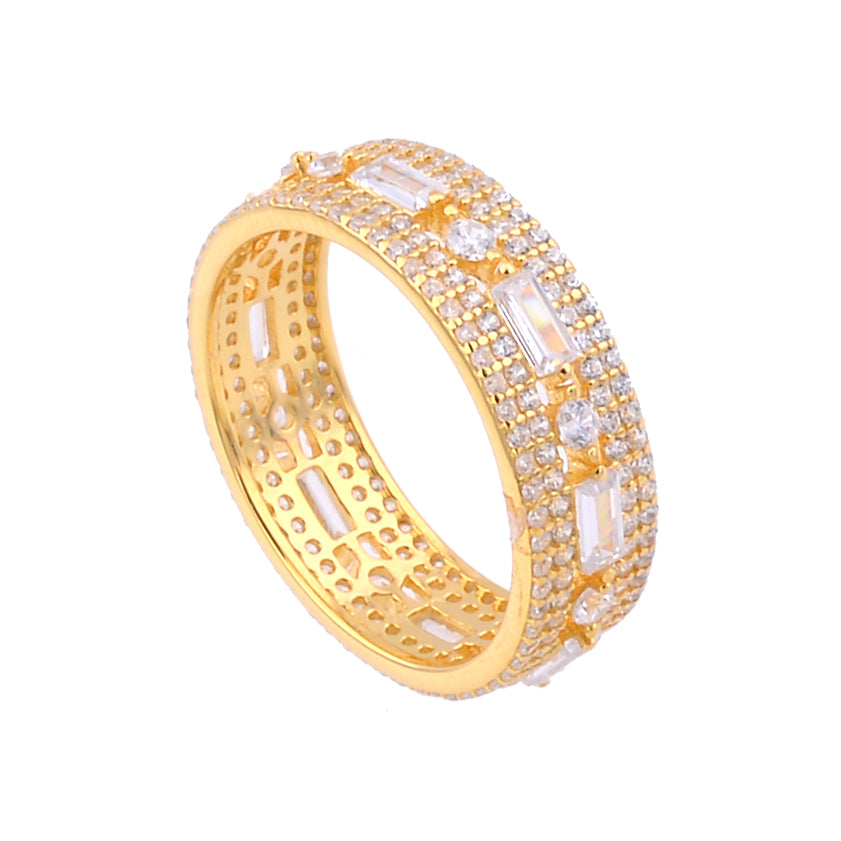 Luxurious Sparkling Silver 925 Band Ring with Cubic Zircon Embellishment