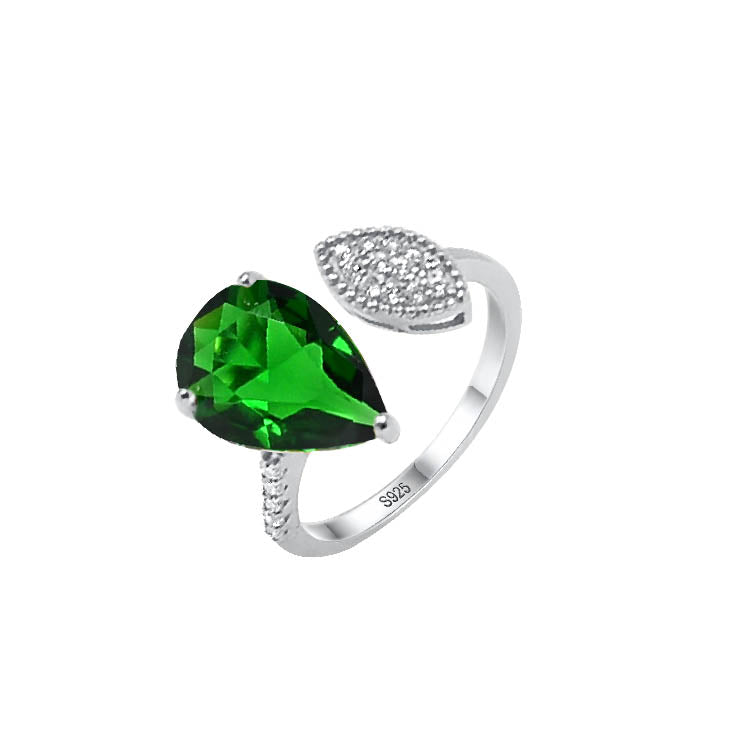 Elegant and Sparkling, Perfect for Every Occasion Dolce Mondo Silver Zircon 925 Ring With Green Color Stone