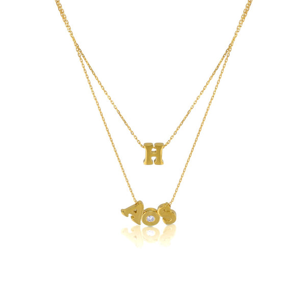 Gold 18k Letter diamond necklace