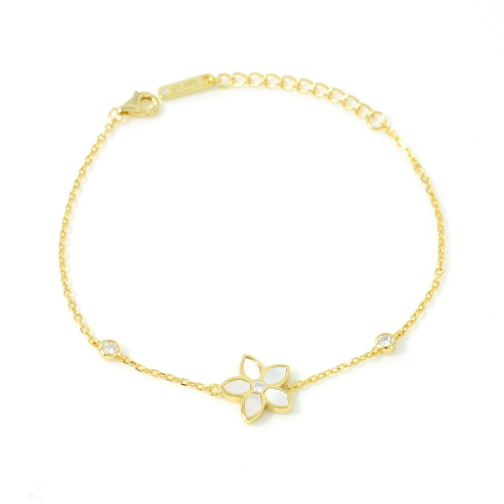 Cute Flower Design Silver 925 Chain Bracelet with High Quality Cubic Zircons