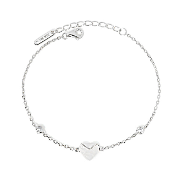 Elegant Heart Bracelet with Mother of Pearl and Cubic Zirconia