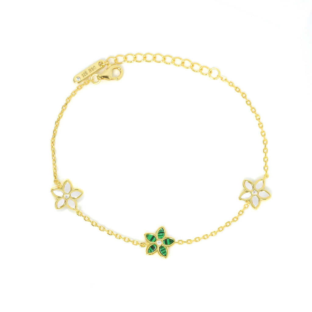 Cute Flower Design Silver 925 Chain Bracelet with High Quality Cubic Zircons