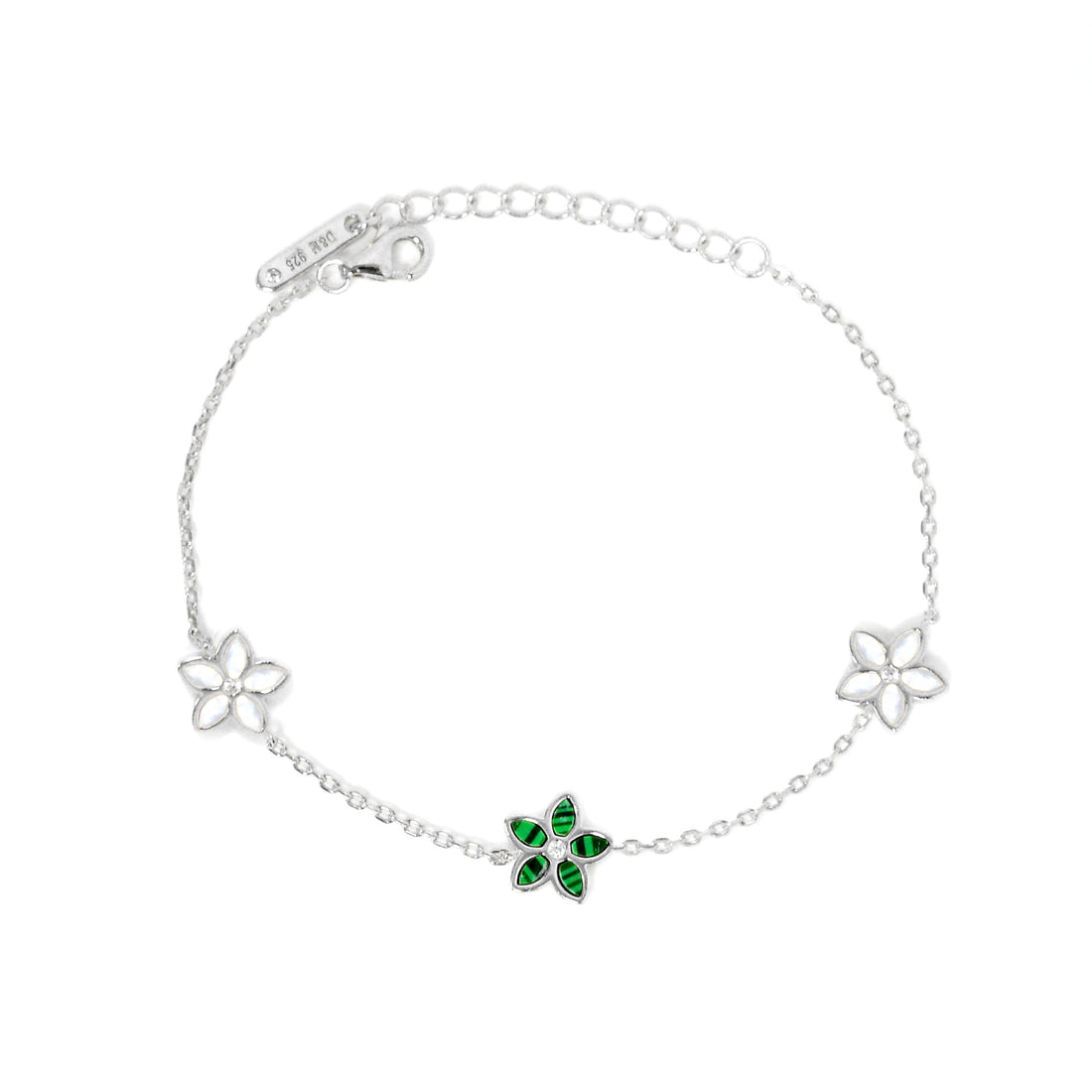 Cute Flower Design Silver 925 Chain Bracelet with High Quality Cubic Zircons