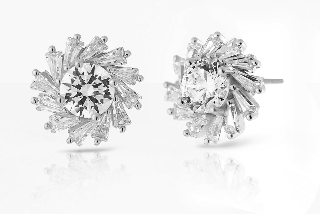 Silver 925 Flower shape Stud Earrings - High-end Fine Jewelry Look