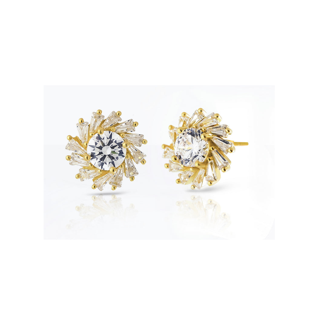 Silver 925 Flower shape Stud Earrings - High-end Fine Jewelry Look
