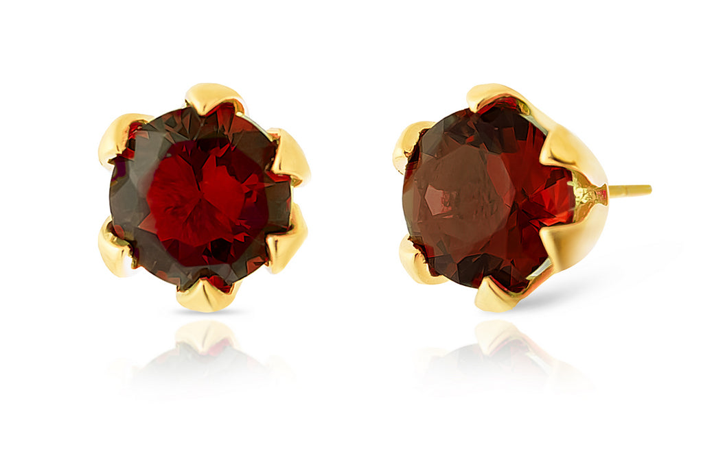 Stylish Sterling Silver 925 Red Stone Solitaire Stud Earrings