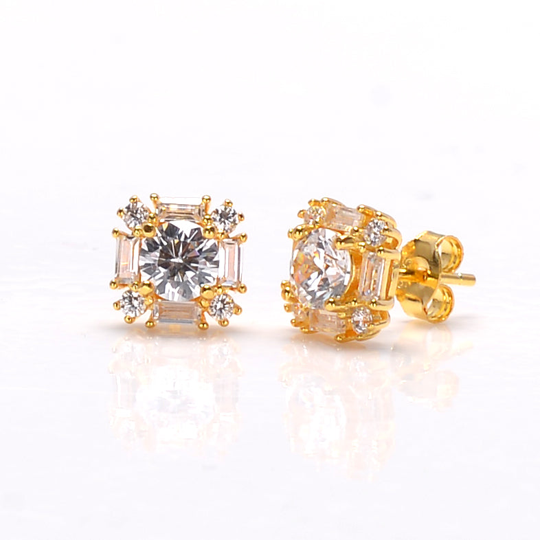 Exquisite Silver 925 Solitaire Stud Earrings - High Quality Zircons
