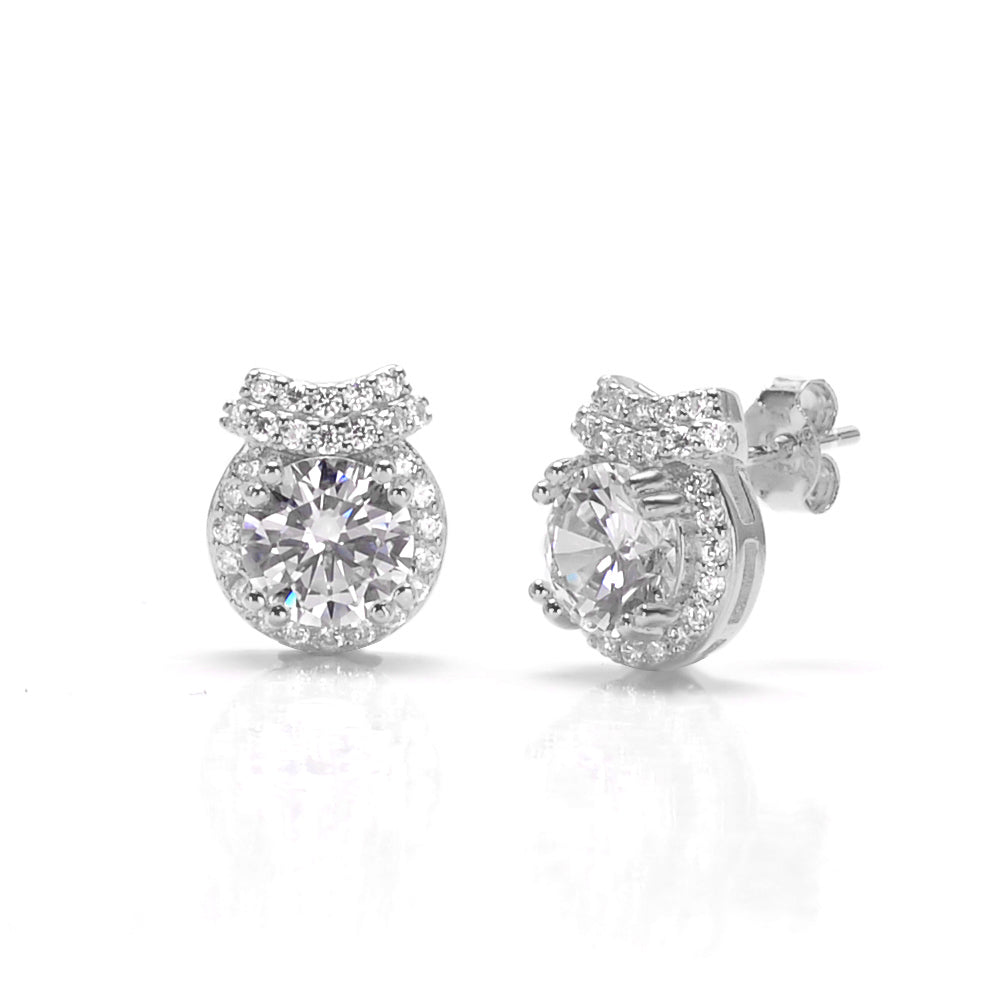 Exquisite Silver 925 Solitaire Stud Earrings - High Quality Zircons