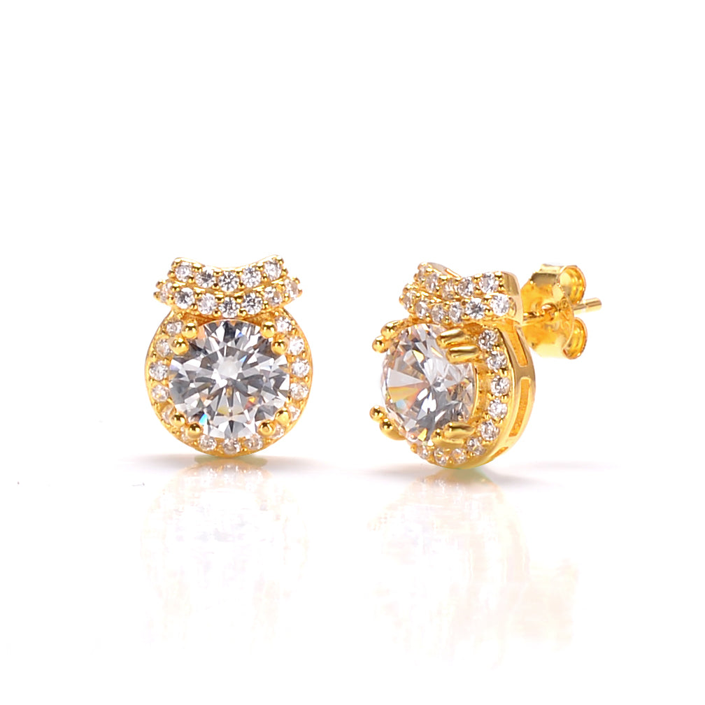 Exquisite Silver 925 Solitaire Stud Earrings - High Quality Zircons