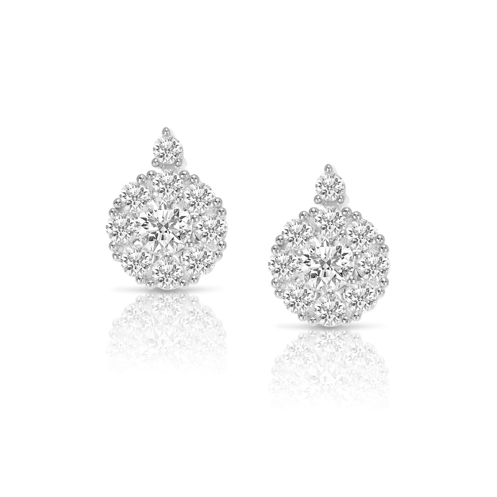Elegant earrings in sterling silver with beautiful cubic zirconia stones design separated into two parts